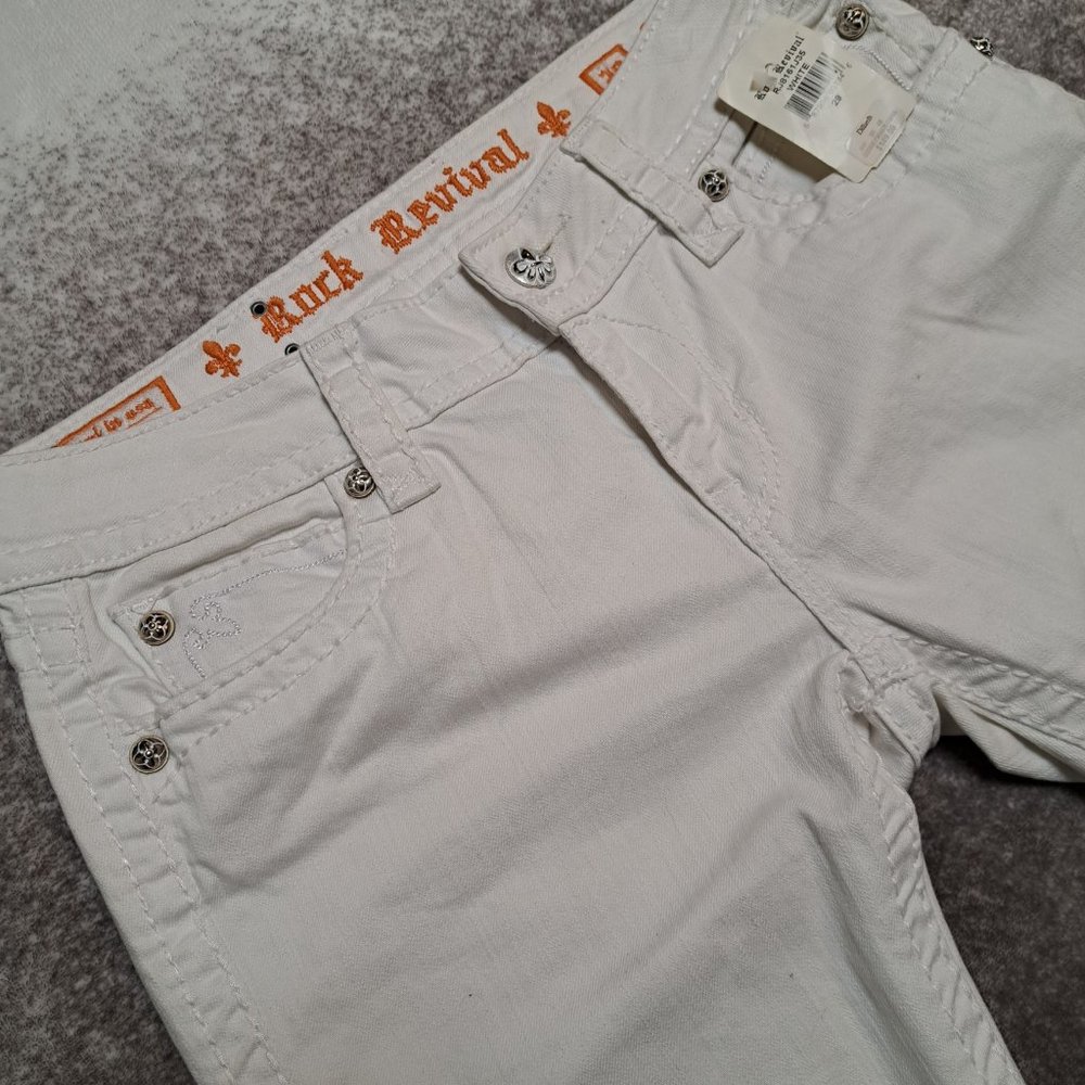Rock Revival Womens White Noelle Straight Jeans Size 29 NWT